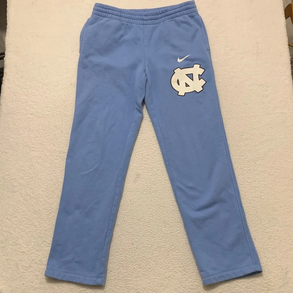 Nike UNC Tar Heels Sweatpants Mens M 33x30 Carolina Fleece Open Hem Logo Blue